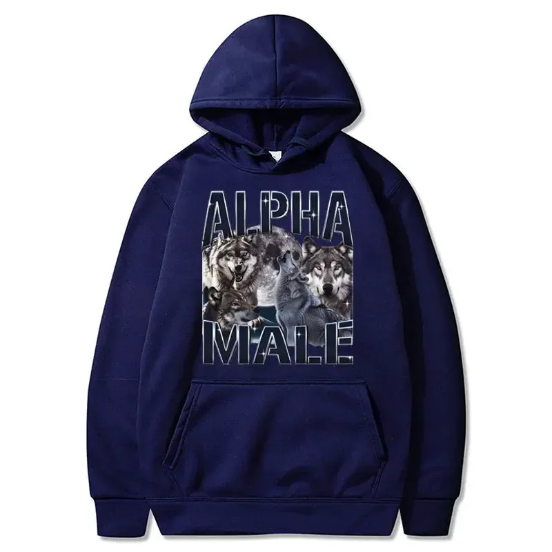 Wolf Pack Hoodie Unisex Alpha ชาย Moon ตลก Retro Vintage Aesthetic Cool อินเทรนด์ขนาดใหญ่ Casual เสื้อกีฬา