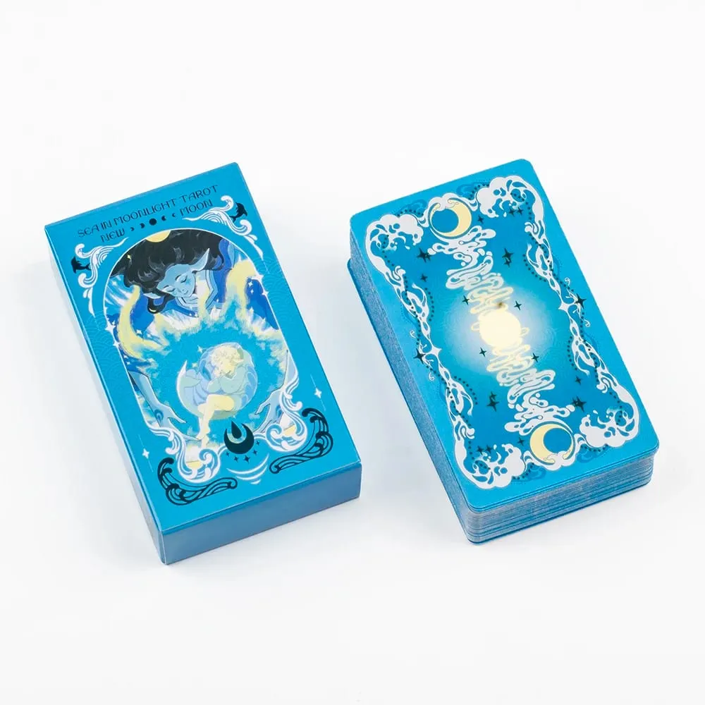 10.3*6CM Sea in Moonlight Tarot Cards English Version A 78 Cards NEW MOON Ocean Emotional Healing Divination Tarot Cards