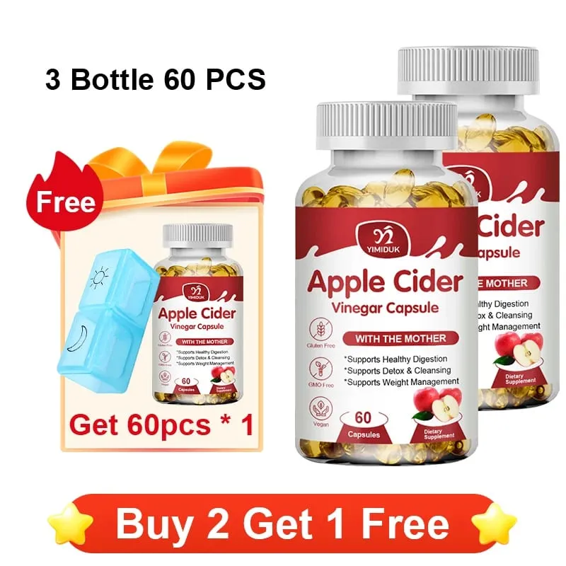 Apple Cider Vinegar Capsules 1600mg Supports Digestion Natural Cleansing Weight Management Immune Health & Metabolic Balance
