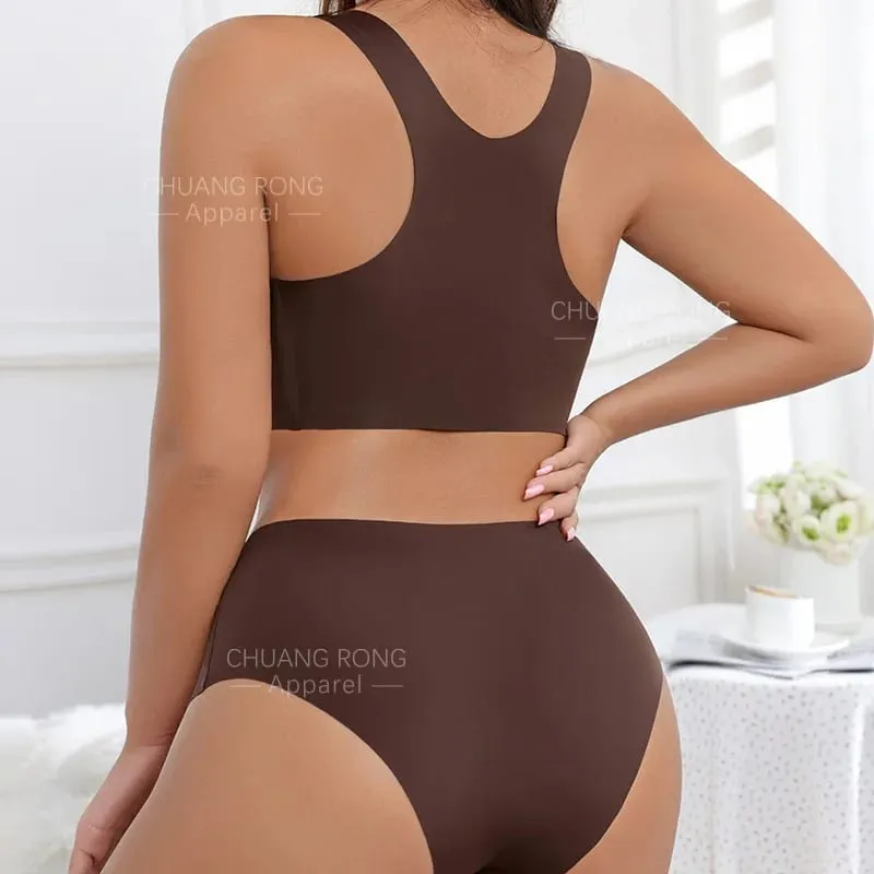 Hot Sale Women Wireless Bra Custom Bra And Shorts Sets Senza Cuciture Removeable Padded Seamless Women Bra And Panties Set