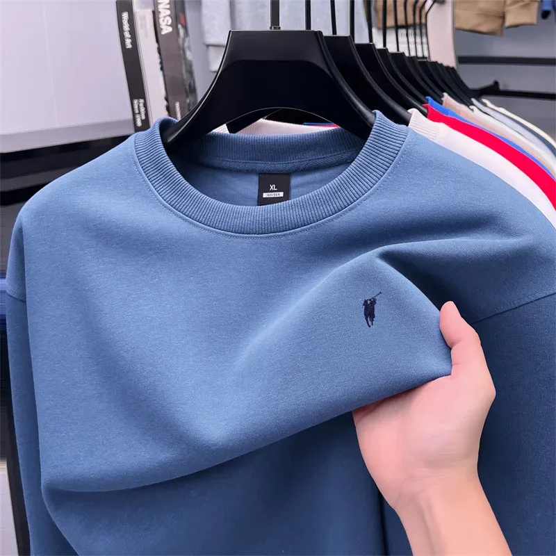 2026 Men's Crewneck Casual Long-sleeve Printed Leisure T-shirt Solid-color Multi-functional Leisure T-shirt