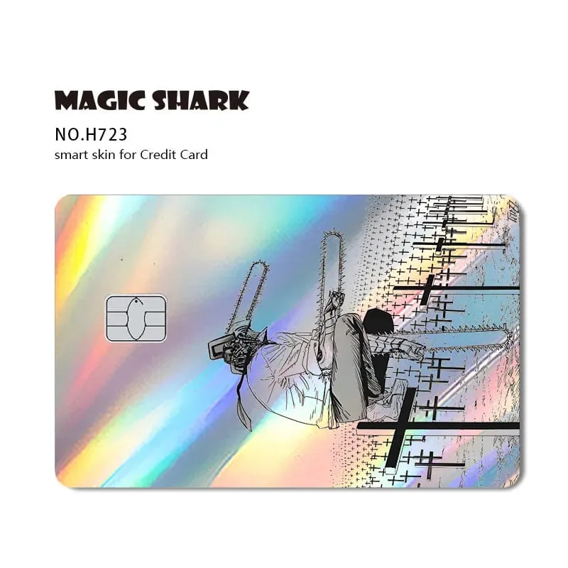 1pc Front Cool Anime Evil Holographic Laser Shinny Film Skin Sticker Cover for Debit Bank Credit Card