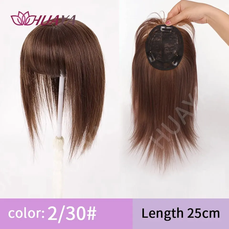 Synthetic Ombre Dark Root Golden Toppers Wig Hair Piece for Women Heat Resistant Cilps in Hair Extensions Invisible Clourse Clip