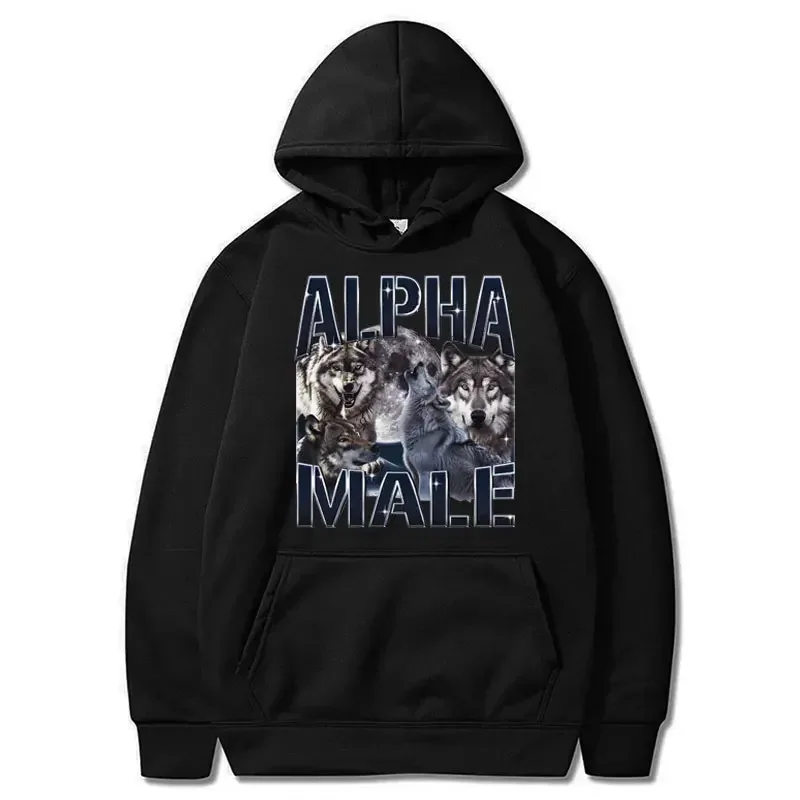 Wolf Pack Hoodie Unisex Alpha ชาย Moon ตลก Retro Vintage Aesthetic Cool อินเทรนด์ขนาดใหญ่ Casual เสื้อกีฬา