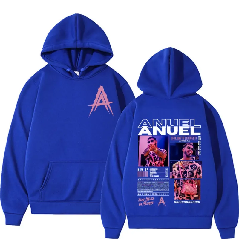 Rapper Anuel AA Real Hasta La Muerte Album Tour Hoodie Streetwear Men Women Vintage Hip Hop Pop Music Hoodies Casual Sweatshirts — image 10