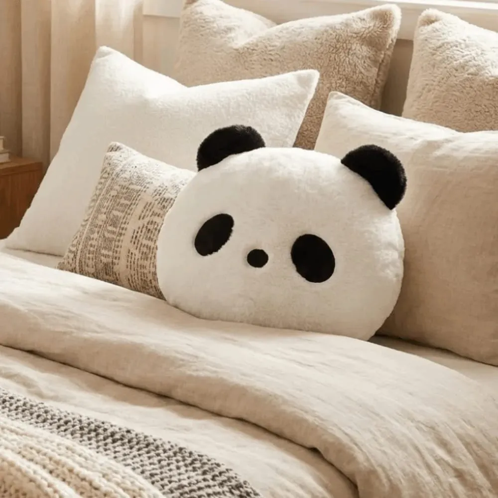 Stuffed Animal Panda Cushion Home Decoration Kawaii Stuffed Panda Pillow 30cm Bedroom Sofa Panda Throw Pillows
