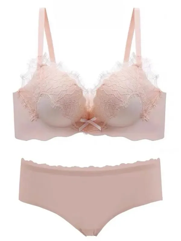 New Pure Desire Lace Lingerie Set Women Thick Padded Push Up Bra Small Bust Lift A to C Cup Underwear Intimates Daily Wear 32-38 — image 14