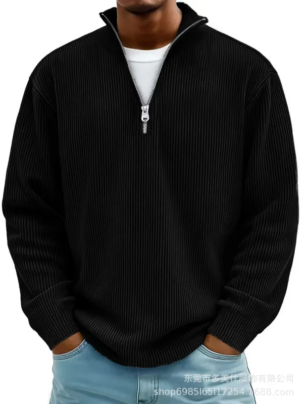 Men's Autumn Winter Stand-Collar Zip-Up Sweatshirt Loose Long Sleeve Casual Daily Outdoor Fashion Trendy Men's Outerwear