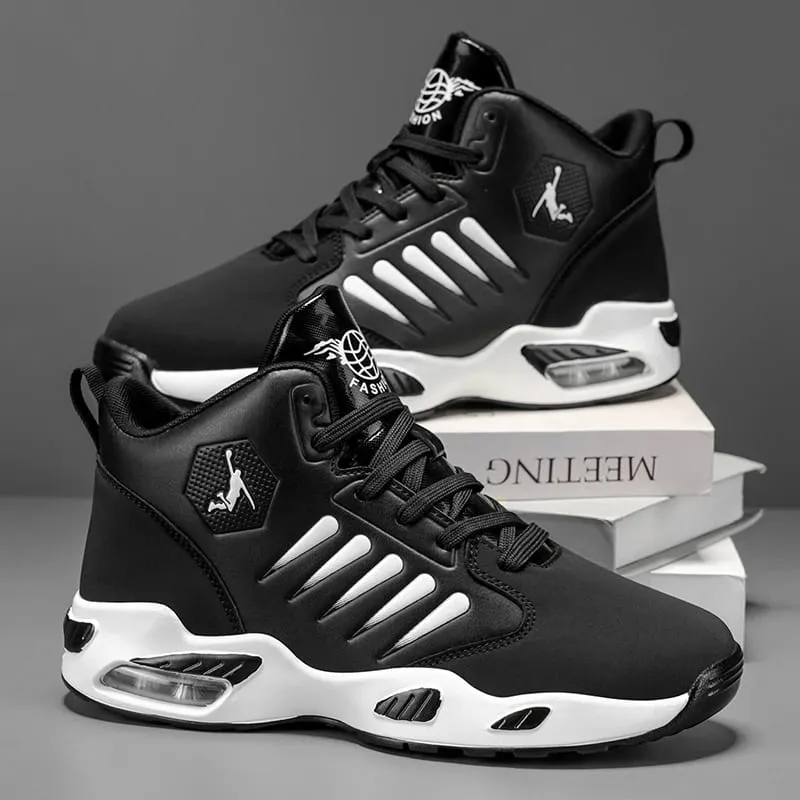 Men's High-Top Basketball Shoes Feature a Breathable Mesh Design for Maximum Comfort Outdoor Shock-Absorbing Running Shoes High-Rebound Cushioning Technology Make Running Smoother and More Comfortable Enhance Support Stylish White Design Su