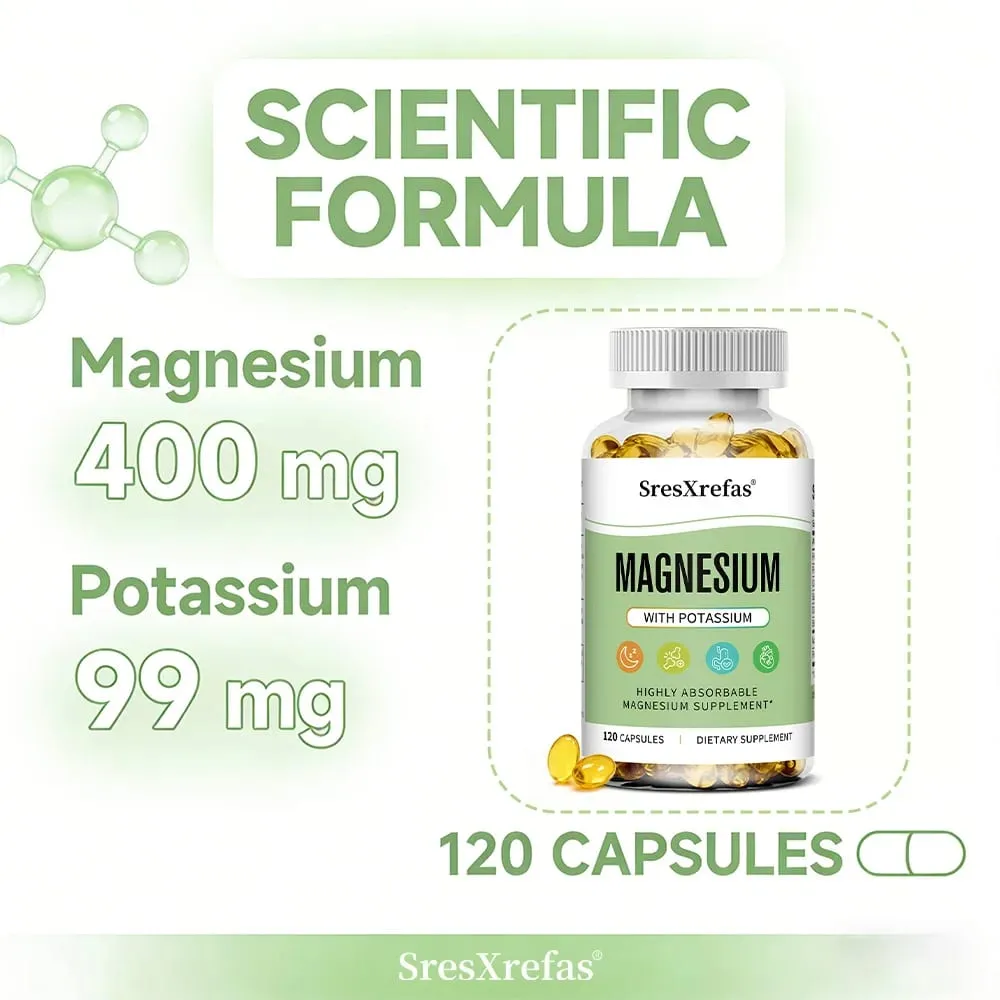 Magnesium-Kalium-Kapseln für eine schöne Schlafqualität, reduzieren Müdigkeit, Kopfschmerzen, Herz-Kreislauf-Herz- und Immungesundheit