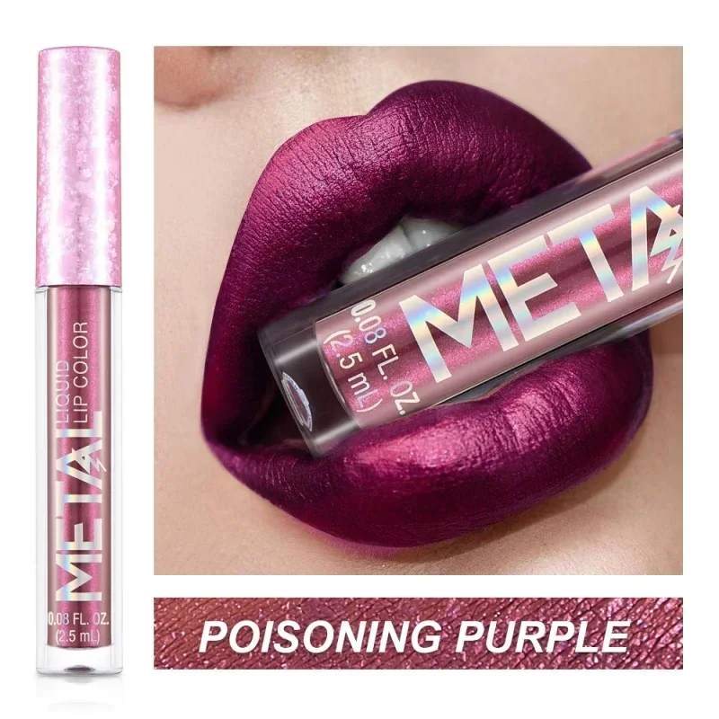 Fémes matt folyékony ajakrúzs vízálló tartós tapadásmentes csésze matt csillogó csillogás ajakfény női ajkak smink 12 színben