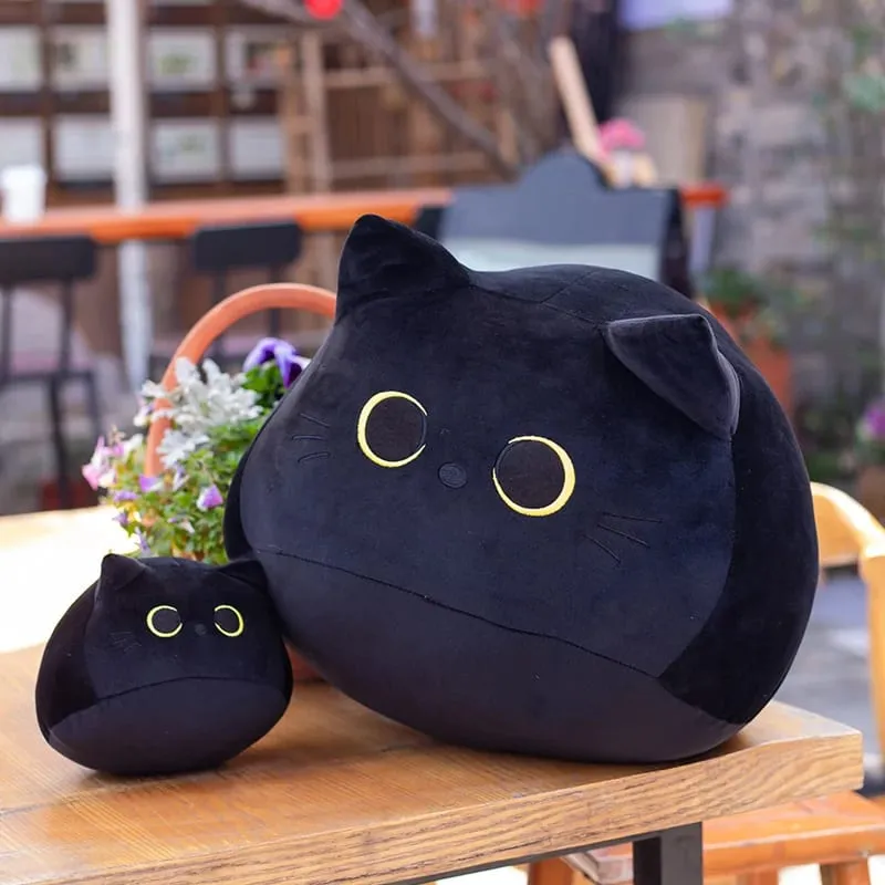 25cm Cute Black Cat Plush Toys Soft Skin-friendly Adorable Throw Pillows Fluffy Exquisite Household Ornaments Gifts For Friends