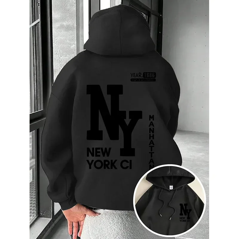 New Men's Autumn Fashion Letter Printed Soft and Comfortable Hoodie Outdoor Street Style Clothing