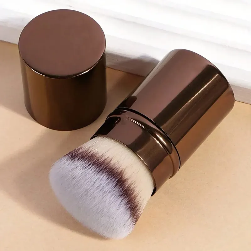 1Pc Professional Long Aluminum Tube Makeup Brush Double-Ended Highlight Brush Contour Brush Makeup Tools With Soft Fiber And Ski