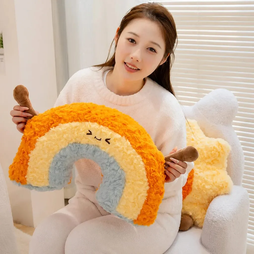 Weather Series Moon Plush Pillow Soft Fluffy Star Decor Sofa Back Cushion Cute Plush Toy Gift For Women Home Bedroom Decoration