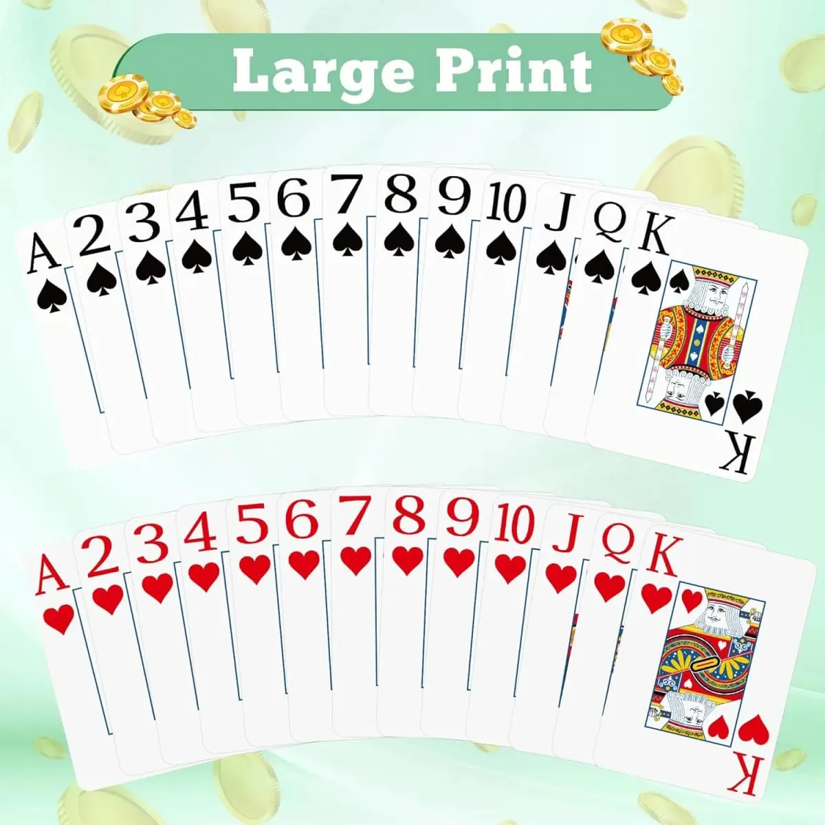 2 Pack Playing Cards | Large Print Playing Cards | Easy to Shuffle Premium Poker Cards for Card Games Family Game Night Table M