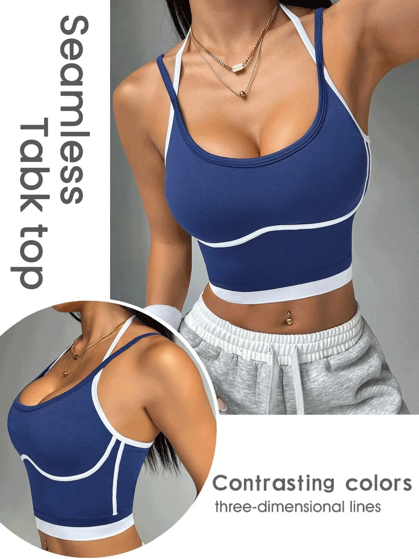 Color blocking non steel ring beautiful back sports vest for women's outdoor wear fitness running shock-absorbing gathering s