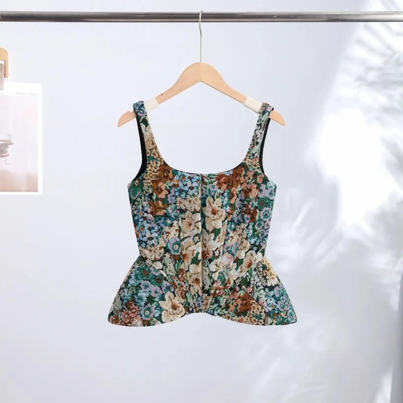 Sexy Print Flower Slim Sling Top Women Sleeveless Slip Backless Closed Waist Vest Female 2026 Fashion Summer Autumn Tops Lady — image 8