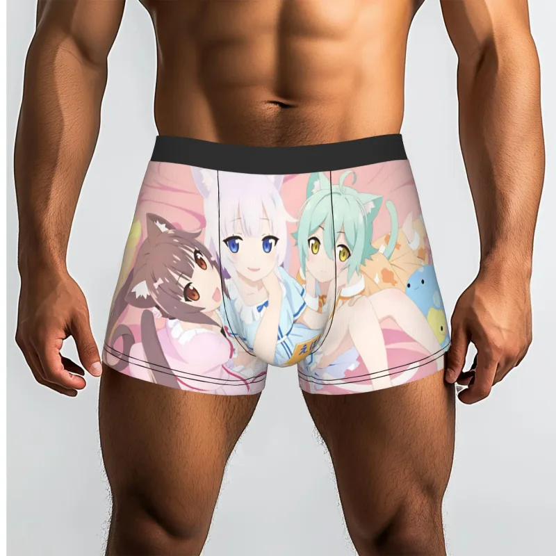 Anime N-Nekopara Chocola Vanilla Underwear Men Printed Game Boxer Briefs Shorts Panties Soft Underpants