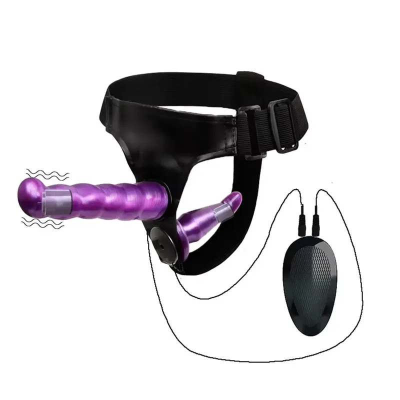 Vibrating Double Penetration Strap On Dildo Harness Adjustable Belt Dual Ended Anal Plug Sex Toy for Couples Remote Control A