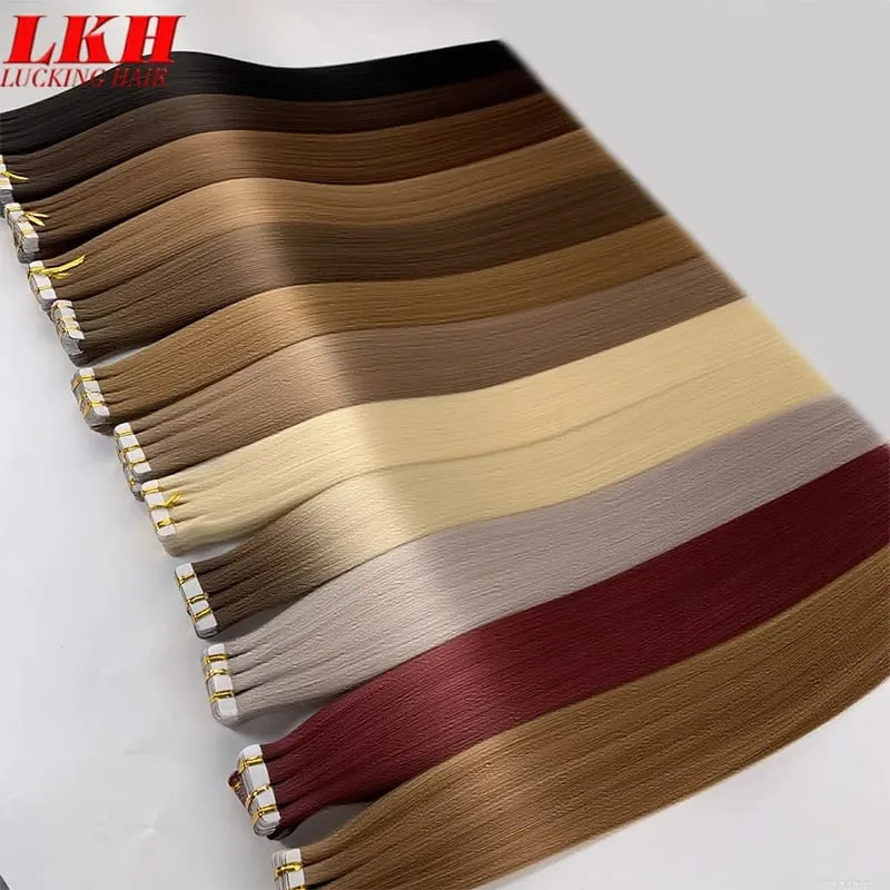 22 Inch Black Tape in Hair Extensions 100human Hair Russian Virgin 100% Remy Straight Double Drawn Tape in Extensions Human Hair