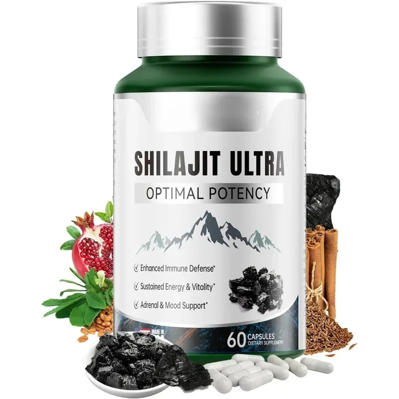 Suplemen Mineral Alami Shilajit Herbal dengan Asam Fulvat 60 Kapsul Formula Keseimbangan Vitalitas Kesehatan Harian untuk Kesehatan Pria