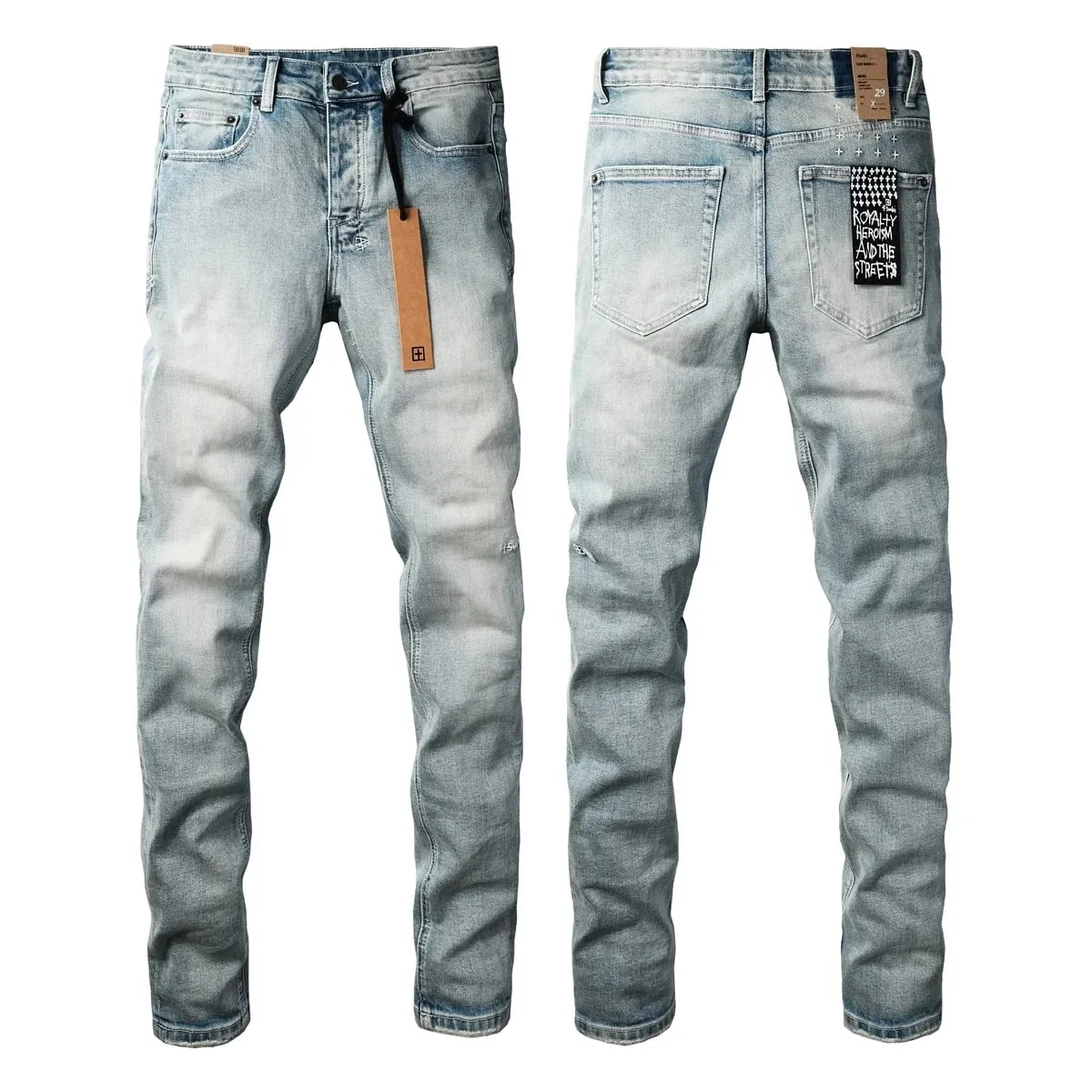 2026 New Arrival Men's Dark Grey Washed Slim Fit Skinny Jeans Ripped Stretch Denim Casual Pants Streetwear Trousers