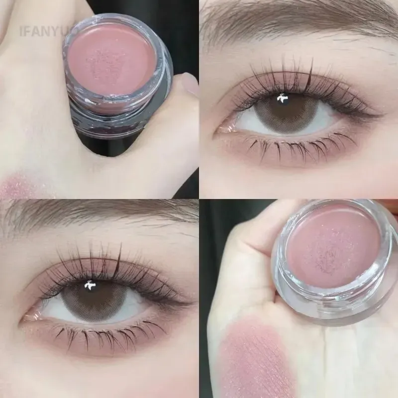 Matte Nude Pink Eyeshadow Blusher Cream Waterproof Long Lasting Silky Soft Eye Shadow Pigment Brown Monochrome Peach Eyes Makeup