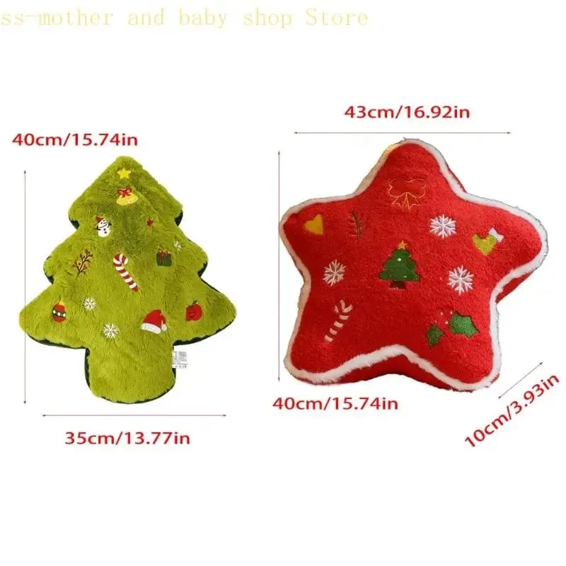 066B Soft Christmas Pillow Festival Plush Cushion for Family Winter Couch Decoration