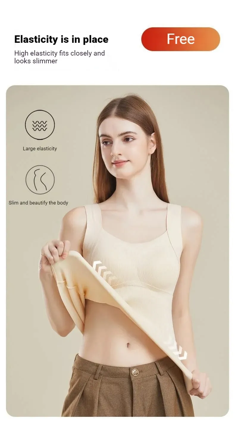 Womens Thermal Vest With Built In Bra Seamless Warm Lined Tank Top For Inner Winter Bottoming Top Friendly Intimate Lingerie New