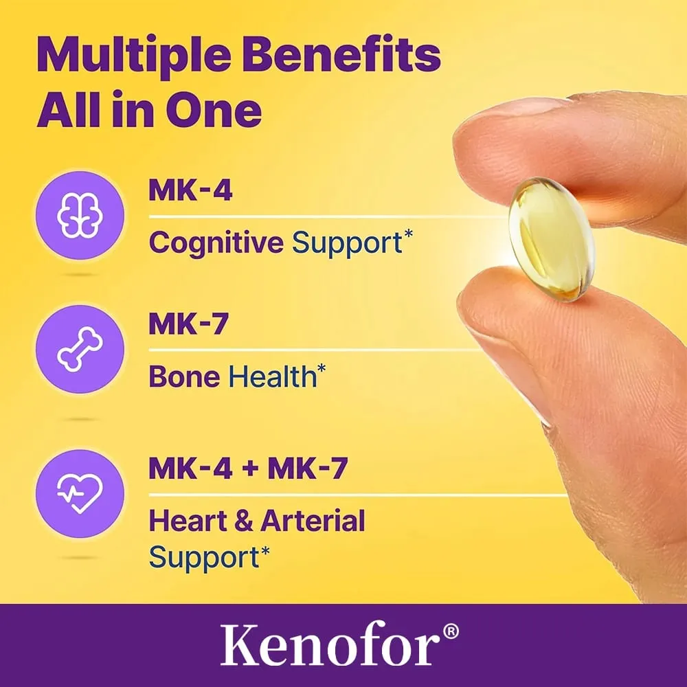 Vitamin K2 Supplement Capsules MK-7 & MK-4 Promote Bone Joint Health Metabolism and Immunomodulation - Non-GMO