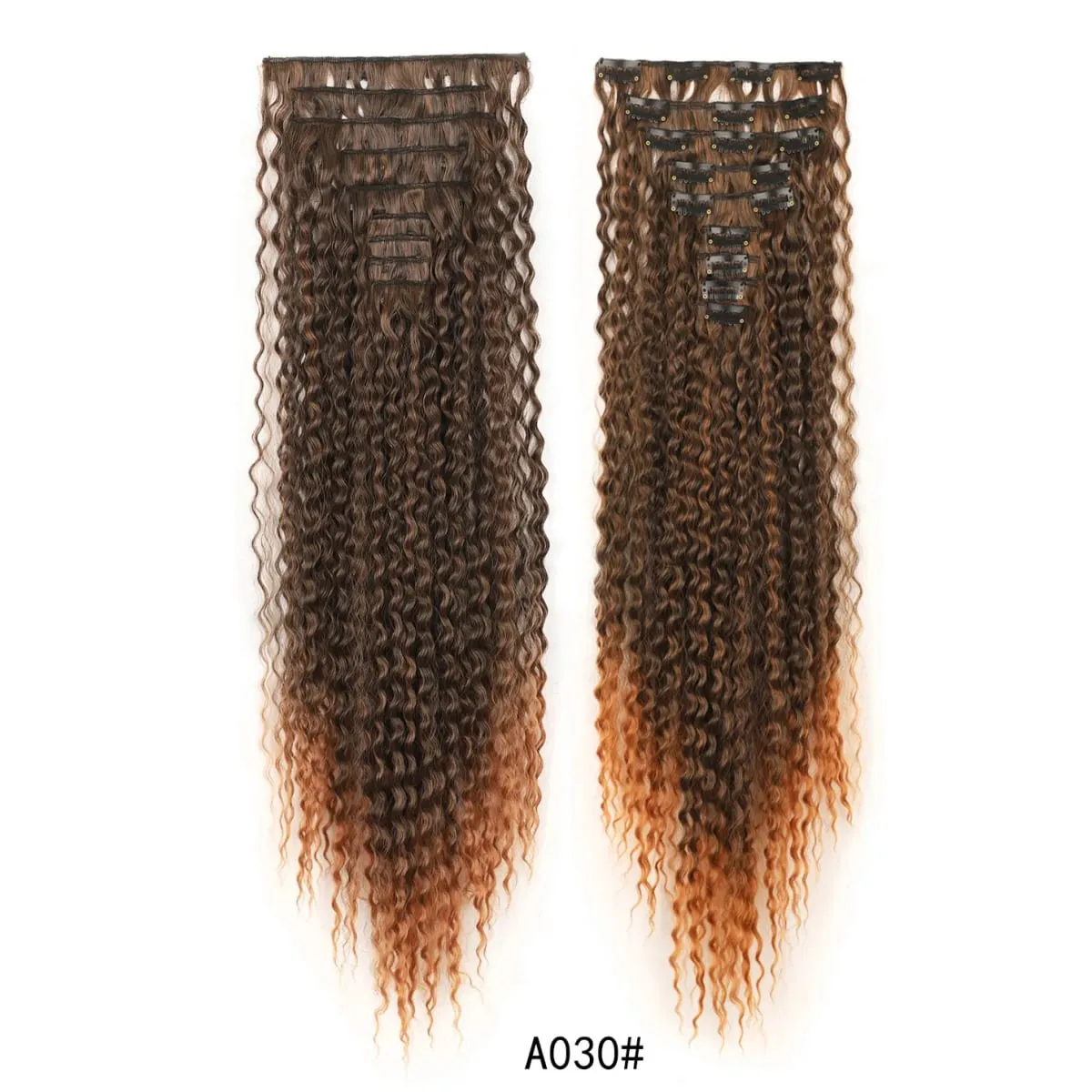 9PCS Clip in Hair Extensions 20 Inch Curly Double Weft Clip Hair Extension Kinky Curly Long Soft Synthetic Hairpieces for Women