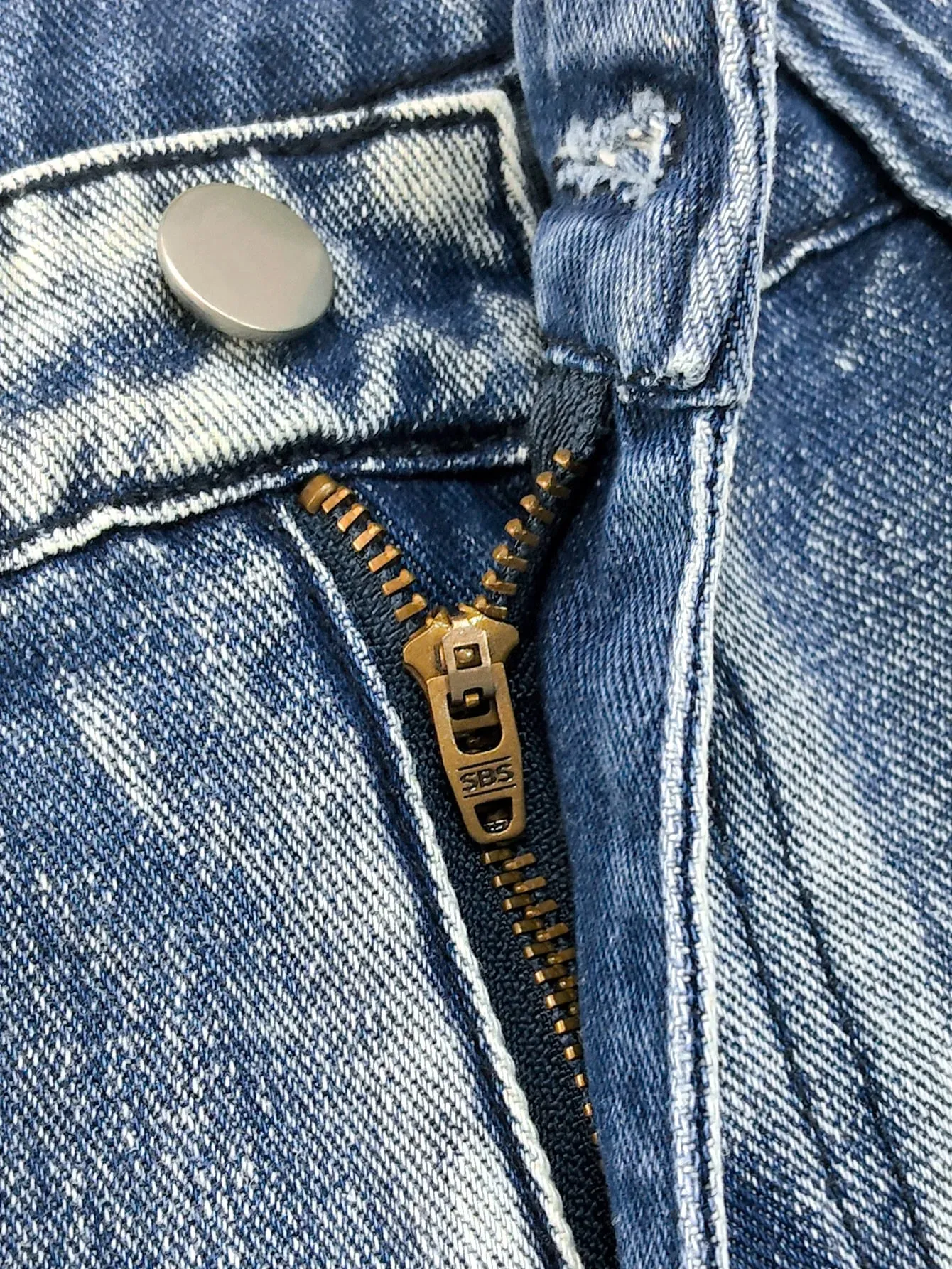 Men's jeans slim fit motorcycle straps blue denim trousers washed blue cut holes multi-craft hip-hop streetwear daily men Pants