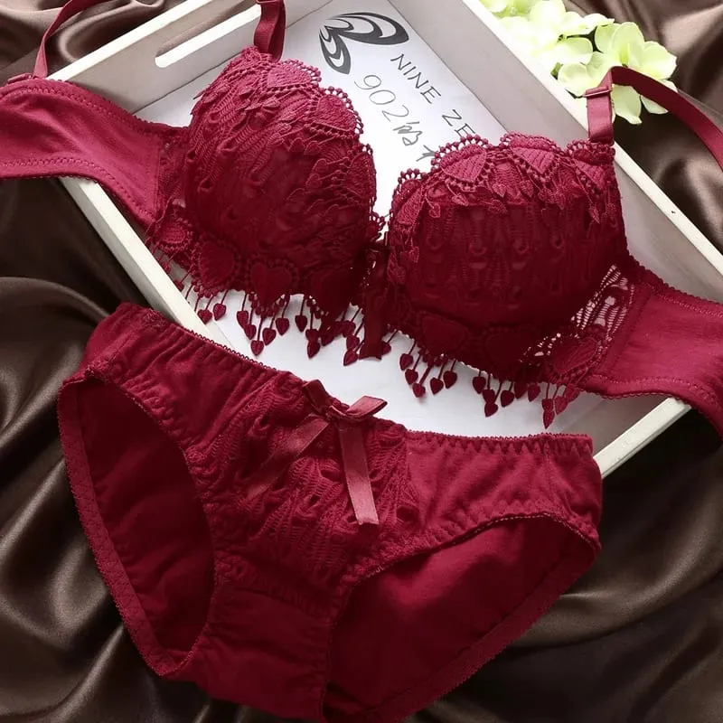 Push Up Bra Set Women Lingerie Underwear Sexy Floral Lace Underwear Set Lady Comfortable Thin Cup Brassiere Outfit