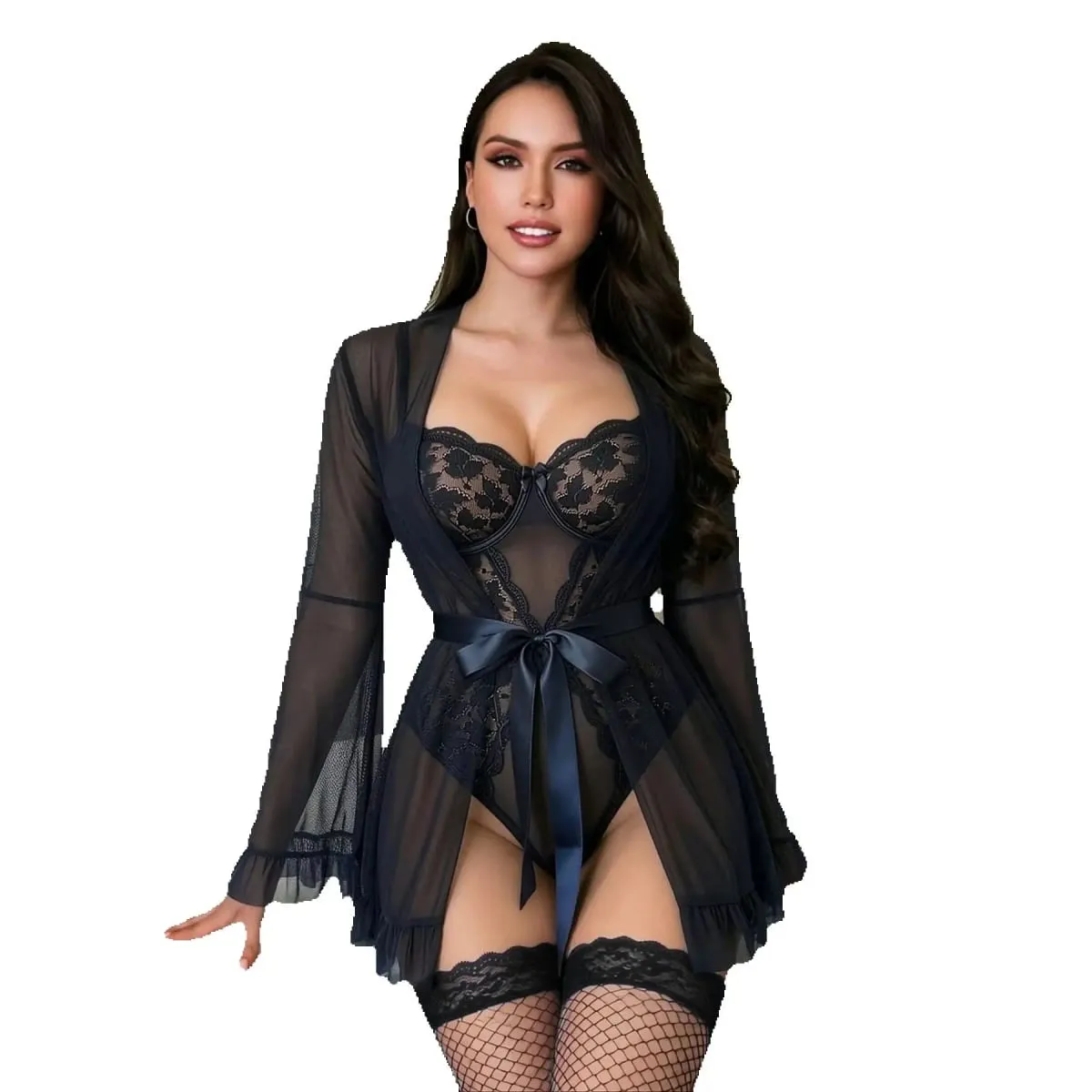 Transparent Lingerie Bra Erotic Ultra Sexy Nightdress Fairy Lingerie Women's See Through Pajamas Delicate Sexy Nighty
