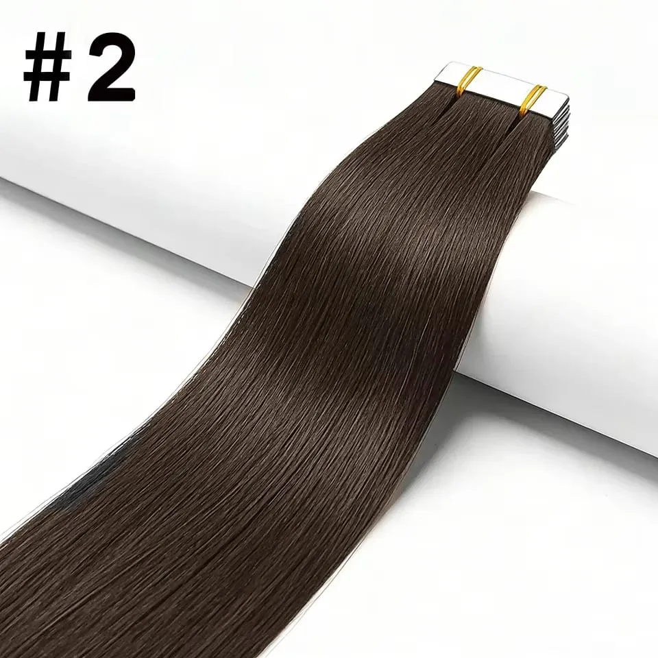 Invisible Tape In Hair Extensions 100% Human Hair #4 Chocolate Brown Straight Tape In Human Hair Extensions 20pcs 50g For Women