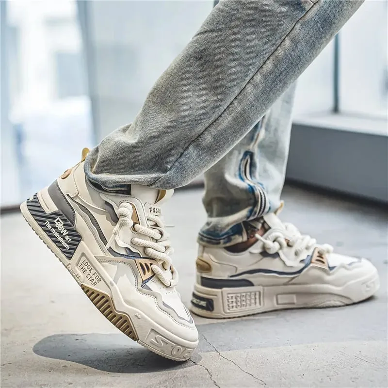 Men's Winter Thick Bottom Casual Flat Anti-Slip Teenage Sports Trendy Shoes Comfortable Breathable Rubber Sole Casual Sneakers