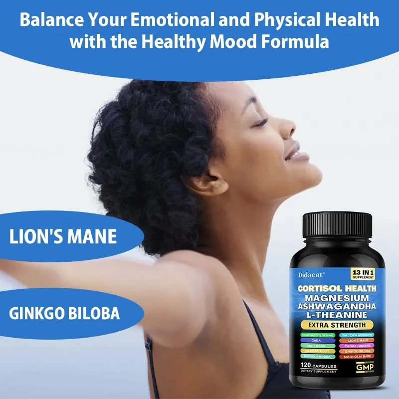 Corti-Soothe Cortisol Capsules Magnesium Ashwagandha Lower Stress Stabilize Mood Support Adrenal Health & Restful Sleep