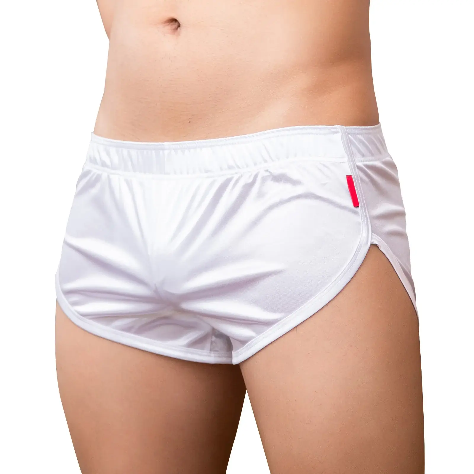 Boxers Underwear Men's Sexy Boxer Trunks Smooth Satin Pajamas Shorts Side Split Lounge Boxershorts Home Sleep Bottoms