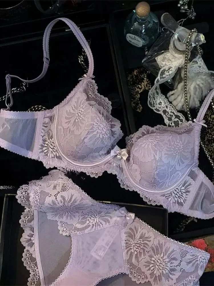 French Lace Sexy Minimizer Bra Comfortable Soft Underwire Anti Sagging Pure Desire Full Figure Brassiere 32‑38 A-C