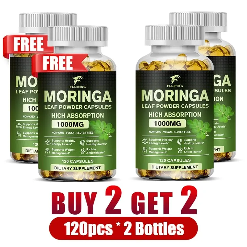 Buy 2 Get 2 Free! Pure Moringa Leaf Powder Supplement Energy Metabolism and Immune Support Weight Management Non-GMO