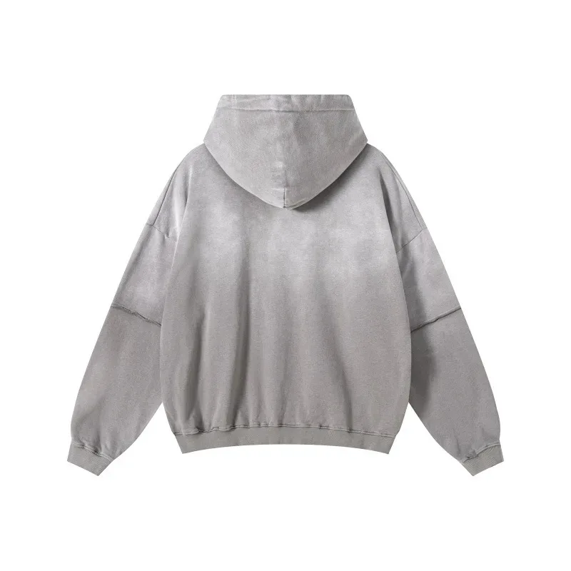 New Autumn Winter Men 400gsm Hoodies Streetwears High Street Heavy Weight Washed Cotton Sweatshirts Brand Tracksuit