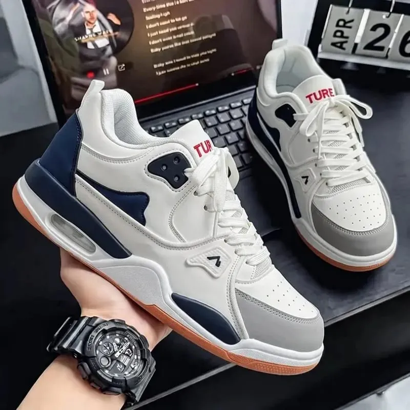 Unisex sneakers Forår Sommer Retro Basketball Style Hvid farve Blok Casual Board Sko Streetwear Chunky Sole School