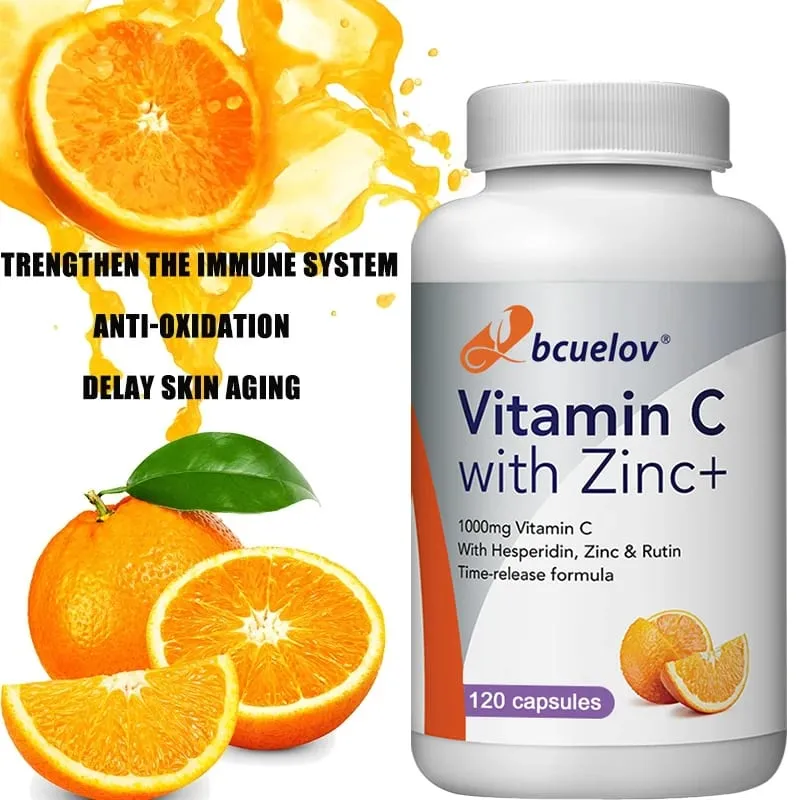 Capsules de vitamine C et de zinc biologiques, haute absorption, soutien immunitaire, antioxydant, collagène, supplément de santé, 30/60/120 points