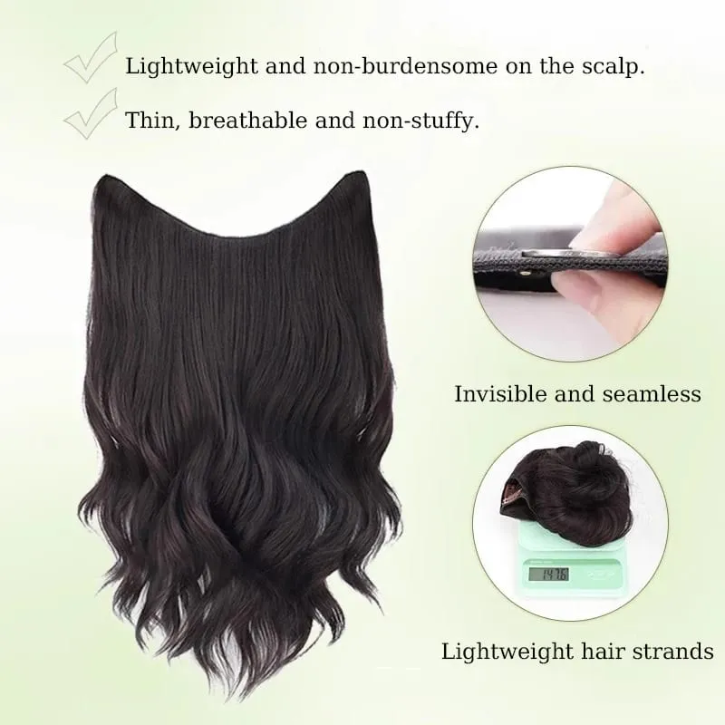 Synthetic Black Wavy Clip in Hair Extensions Hairpiece U-shaped Hair Extensions with 5 Clips for Women Girls Daily Use Soft Hair