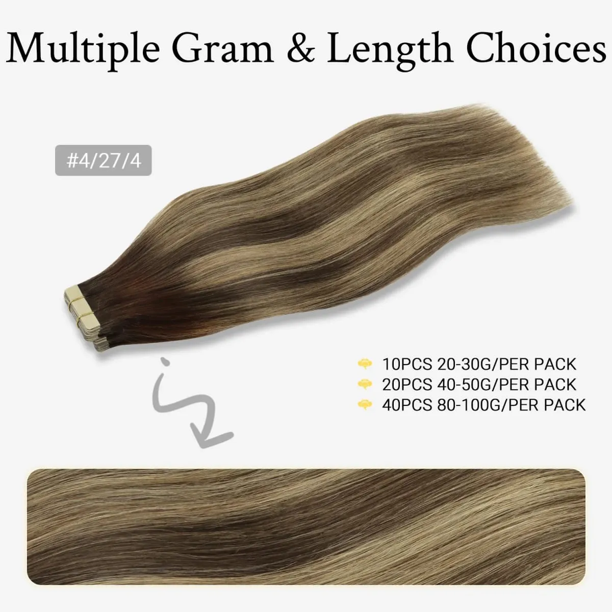 Sunmofavo Invisible Tape In Hair Extensions 100% Remy Human Hair Thick Silky Straight Seamless Reusable 10Pcs Salon Quality