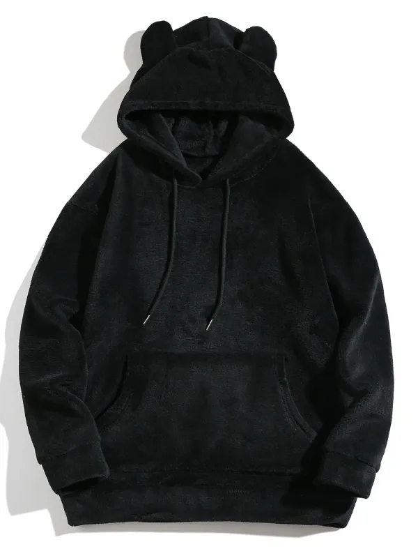 Men Autumn Winter Plus Size Hooded Coat Personality Fashion Casual Loose Daily Street Wear Male Hoodie Outerwear Tops