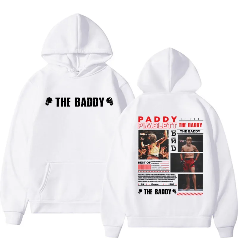 Paddy Pimblett The Baddy Retro Graphic Hoodies Men Women Fashion Violence Aesthetic Sweatshirt Fleece Casual High Quality Hooded