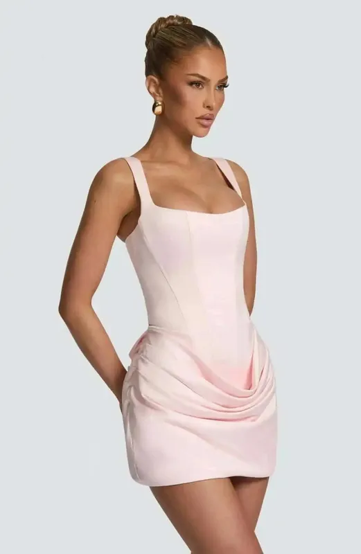 Giyu Sexy Club Party Mini Short Dresses 2026 Summer Sleeveless Backless Lace Up Bodycon Dress Fishbone Tunic Bandage Robe
