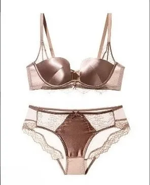 Tendance Ensemble Lingerie Léopard Dentelle Style Français Soutien-Gorge Push Up Petit Poitrine Anti Affaissement Toutes Tailles